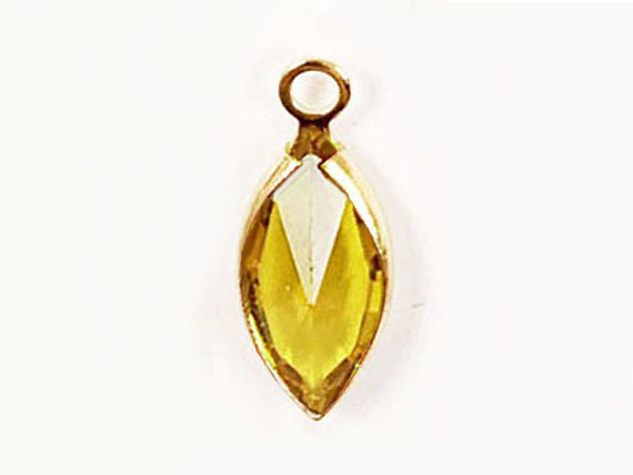 Light Topaz - Swarovski Crystal <b>Gold Plated</b> Birthstone Channel Marquis Charms