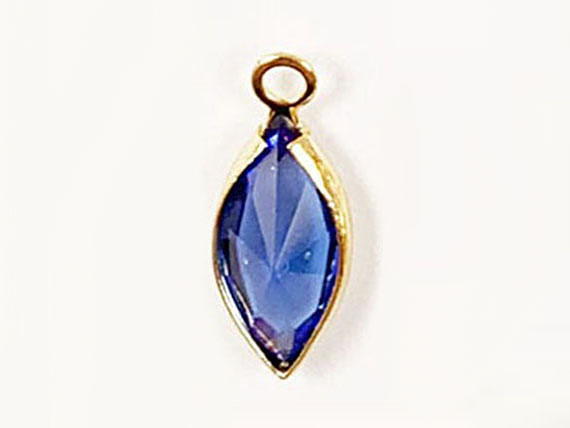 Swarovski Crystal <b>Gold Plated</b> Birthstone Channel Marquis Charms - Sapphire