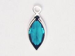 Blue Zircon (December Month)- Swarovski Crystal <b>Silver Plated</b> Birthstone Channel Marquis Charms