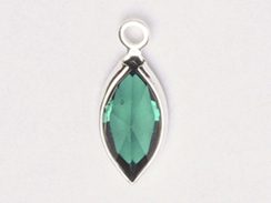 Swarovski Crystal <b>Silver Plated</b> Birthstone Channel Marquis Charms - Emerald