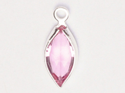Swarovski Crystal <b>Silver Plated</b> Birthstone Channel Marquis Charms - Rose