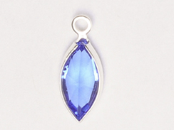 Swarovski Crystal <b>Silver Plated</b> Birthstone Channel Marquis Charms - Sapphire