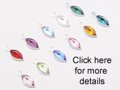 12pc Set of Swarovski <b>Silver Plated</b> Birthstone Channel Marquis Charms, Click image below for more detailed image