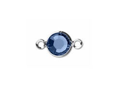 Sapphire - Swarovski Crystal <b>Silver Plated</b> Birthstone Channel Connectors, 8.6 x 4.6mm