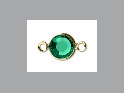 Emerald - Swarovski Crystal <font color="FFFF00">Gold Plated</font> Birthstone Channel Links, 15 x 9mm
