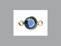 Sapphire - Swarovski Crystal <font color="FFFF00">Gold Plated</font> Birthstone Channel Links, 15 x 9mm