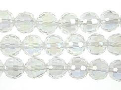 9.5mm Round Graphic Cut Crystal Bead - Crystal