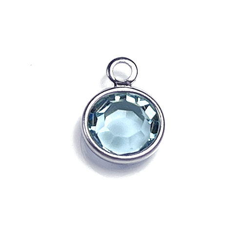 Aqua - PRECIOSA Crystal <b>Silver Plated</b> Birthstone Channel Charms
