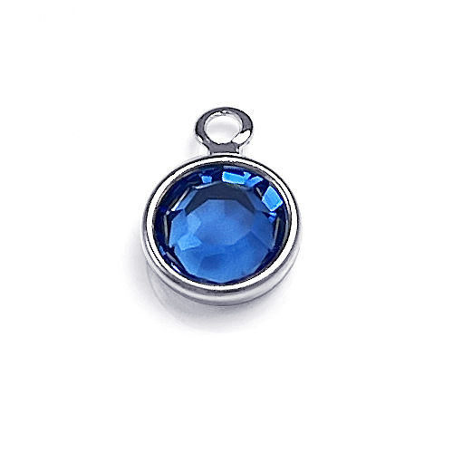 PRECIOSA Crystal <b>Silver Plated</b> Birthstone Channel Charms - Sapphire 250 pcs