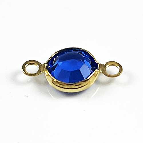PRECIOSA Crystal <font color="FFFF00">Gold Plated</font> Birthstone Channel Links - Sapphire
