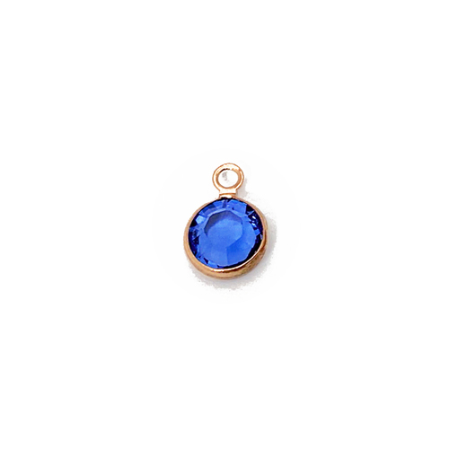 Sapphire - Swarovski Crystal <b><font color="B76E79">Rose Gold Plated</font></b> Birthstone Channel Charms, 6.6 x 4.6mm