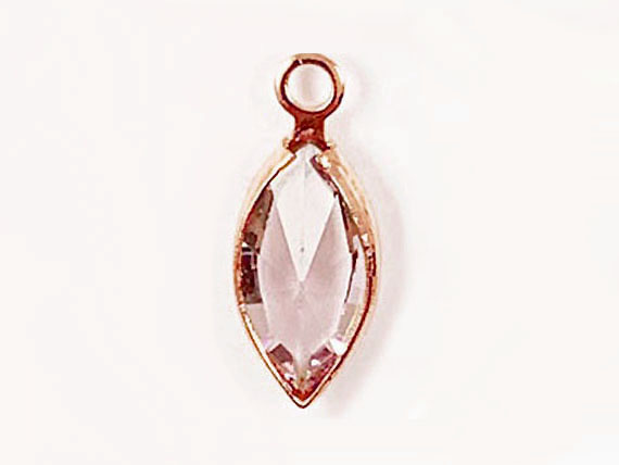 Swarovski Crystal <b>Rose Gold Plated</b> Birthstone Channel Marquis Charms - Light Amethyst