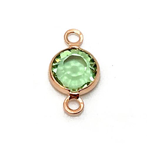Swarovski Crystal <font color="B76E79">Rose Gold Plated</font> Birthstone Channel Links or Connectors - Peridot