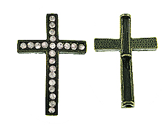 37mm Brass Oxidized plated Rhinestone Cross