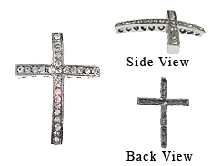 34mm Rhodium plated plated Rhinestone Cross