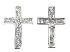 38mm Silver plated Rhinestone Cross