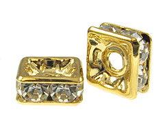 Crystal: 6mm Gold Plated Finish Squaredelle - Swarovski