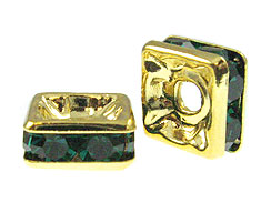 Emerald: 4mm Gold Plated Finish Squaredelle - Swarovski 