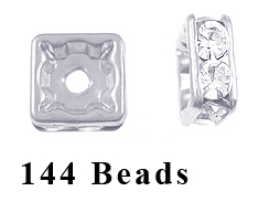 8mm Squaredelle Silver plated - Crystal