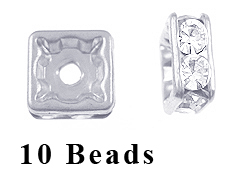 8mm Squaredelle Silver plated - Crystal