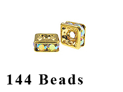 8mm Squaredelle Gold plated - Crystal AB