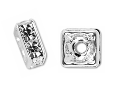 6mm Squaredelle Silver plated - Crystal