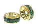 8mm Swarovski Rhinestone Rondelles Gold Plated Emerald Bulk Pack of 144