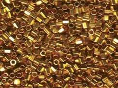 25 gram   8/0 BRIGHT 24K Gold Plated  HEX CUT Miyuki Delicas