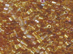 50 gram   8/0 TRANSPARENT Light Amber AB  HEX CUT Miyuki Delicas