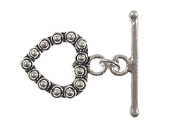 16.25x16.75mm Heart Shape Sterling Silver Toggle Clasp 