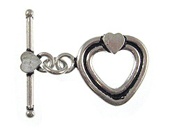 16mm Heart Shape Sterling Silver Toggle Clasp