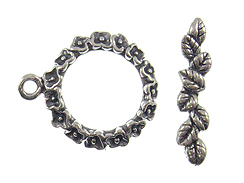 18mm Round Flower Sterling Silver Toggle Clasp