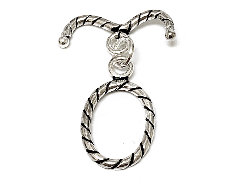 16x13mm Oval Bali Style Silver Toggle Clasp 