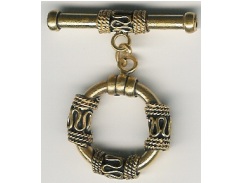 Vermeil Round Toggle Clasp With 3 Bali Stations