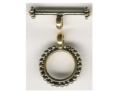 Vermeil Round Toggle Clasp With Granulated Edge