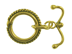 Vermeil Round Toggle Clasp With Rope Edge Heavy Duty 