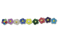 Mixed Colors Daisy Flowers - Teeny Tiny Peruvian Ceramic Bead 