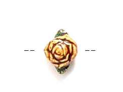 Gold Rose - Teeny Tiny Peruvian Ceramic Bead 