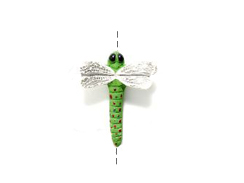 Green Dragonfly - Teeny Tiny Peruvian Ceramic Bead 