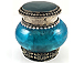 Metal Bubble Glass Sindoor Trinket Jewelry Box 2" - Turquoise