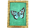 Vintage Gemstone Powder Brass Inlay Indian Jewelry Trinket Wooden Box - Blue Butterfly