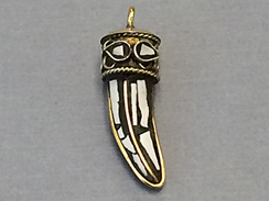 Tibetan Horn Pendant, Ivory White Mosiac Inlay, 1.5-inch, Small Amulet pendant