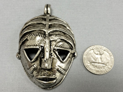 African Mask Pendant Silver