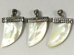 27x25mm Mother of Pearl Horn with Pave Set CZ in Gunmetal Finish