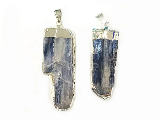 Blue Kyanite Silver Edged Pendant - DP595-KIS
