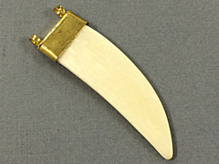 Cream Bone Horn Tusk Pendant with Brass Cap, Flat,  3-inch approxiately