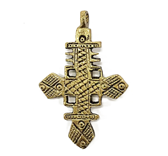 Brass Ethiopian Cross Pendant - HP114