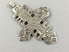 Large Ethiopain Cross 4 inch,  Silver Plated Brass