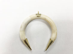 Crescent White/Creamish Bone Pendant  with gold tone tips