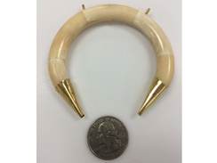 Double Bone Tan/Natural Tone Bone Pendant  with gold tone tips and Loops,  *New Model*